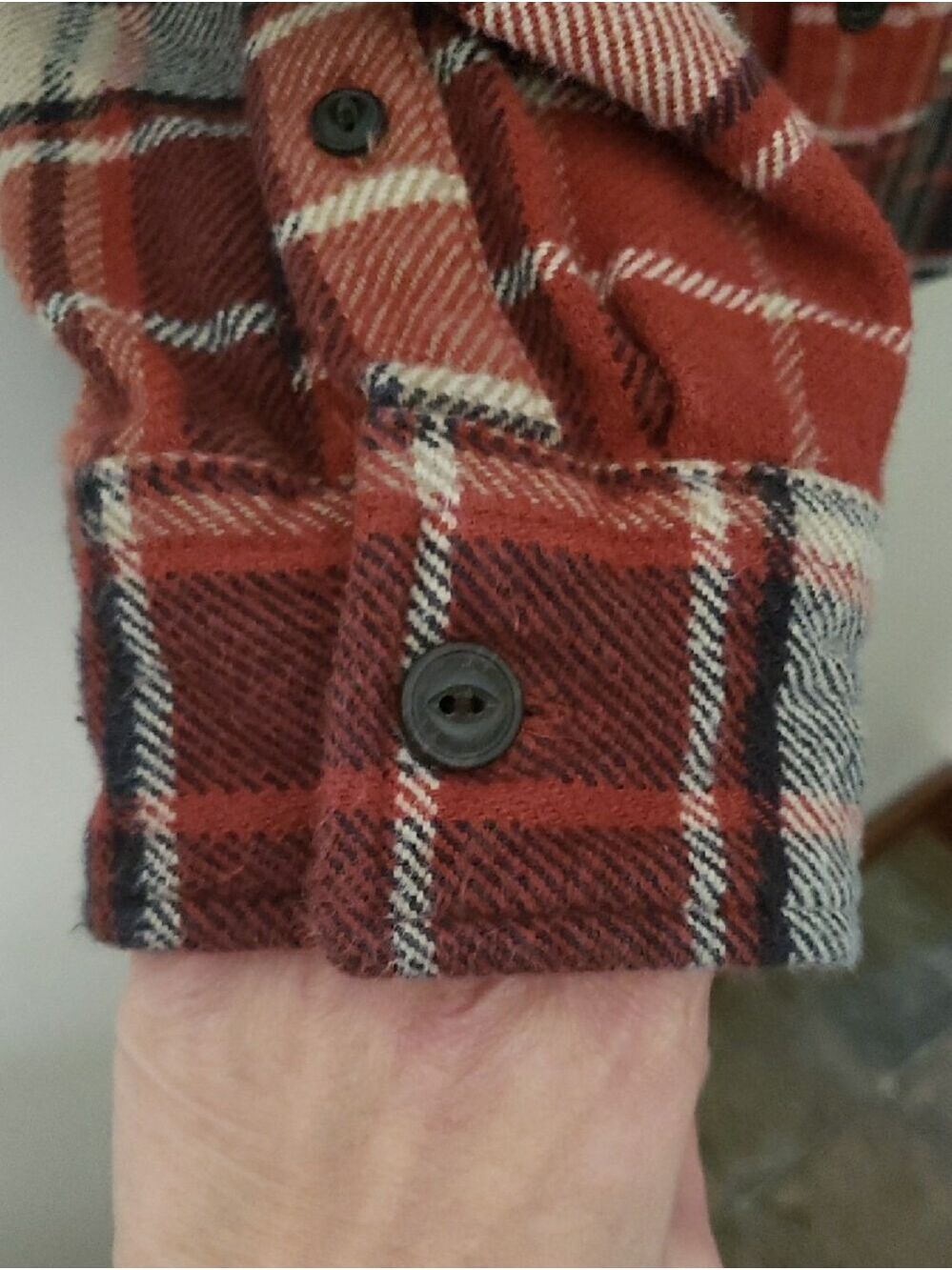 American Eagle Outfitters Brick Redish Rust Orange Plaid Heavy Flannel/Shacket - Picture 5 of 9